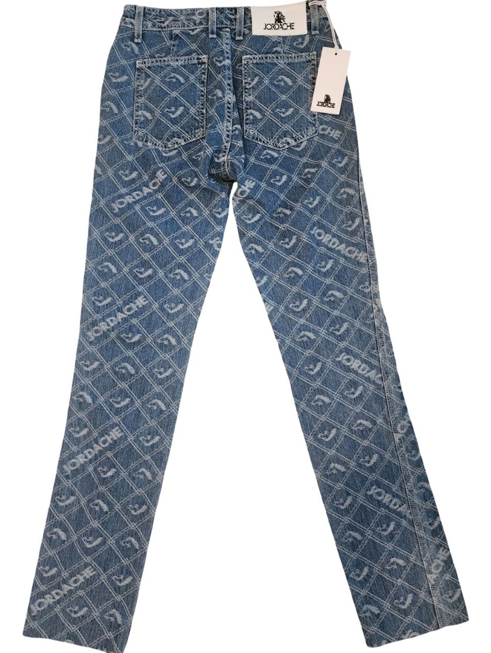 NWT Jordache Premium Signature Monogram Jacquard Denim Jeans Size 25 - MSRP $285